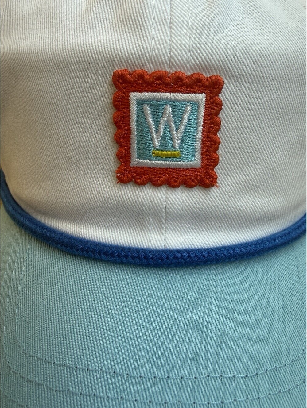 Work In Progress Boulder Colorado Rope Hat White Blue Snapback Embroidered - Picture 2 of 8